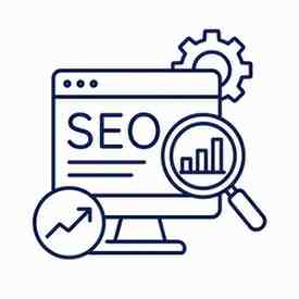 SEO services icon representing search engine optimization and website ranking improvement by a digital marketing agency in Chennai